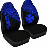 Wallis And Futuna Polynesian Car Seat Covers - Blue Curve - 11 153908 - YourCarButBetter