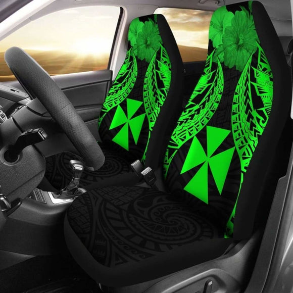 Wallis And Futuna Polynesian Car Seat Covers Pride Seal And Hibiscus Green - 232125 - YourCarButBetter