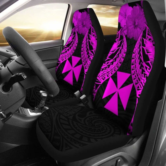 Wallis And Futuna Polynesian Car Seat Covers Pride Seal And Hibiscus Pink - 232125 - YourCarButBetter