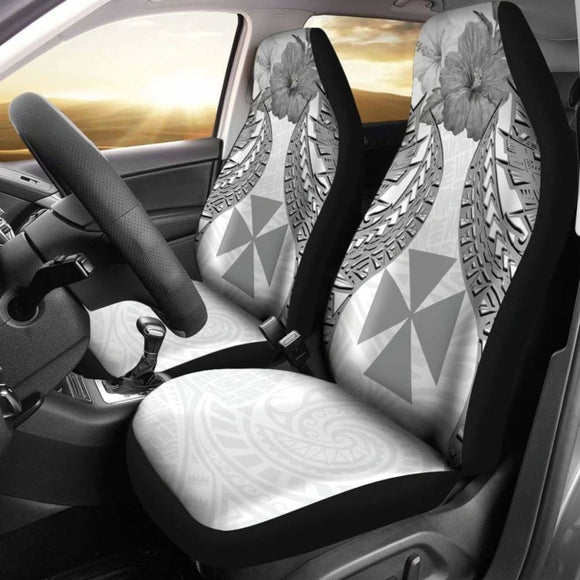 Wallis And Futuna Polynesian Car Seat Covers Pride Seal And Hibiscus White - 105905 - YourCarButBetter