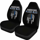 Warriors Bleed Blue Police Car Seat Covers 153908 - YourCarButBetter