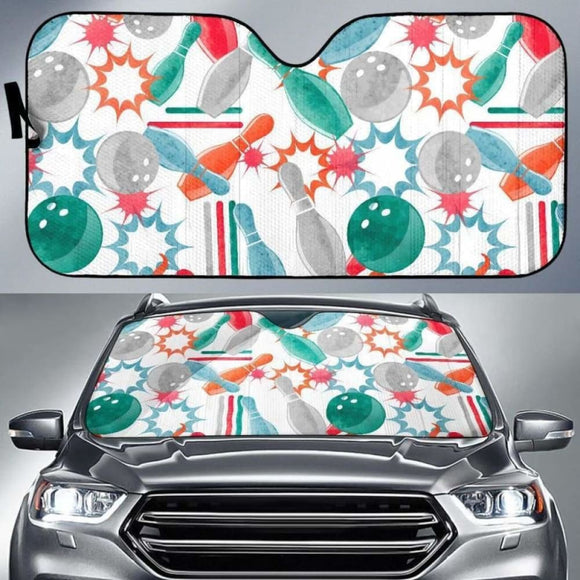 Watercolor Bowling Pattern Car Auto Sun Shades 460402 - YourCarButBetter