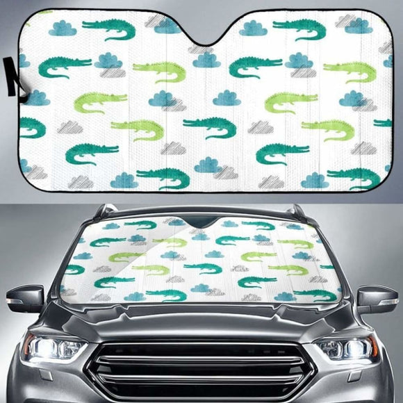Watercolor Crocodile Pattern Car Auto Sun Shades 460402 - YourCarButBetter