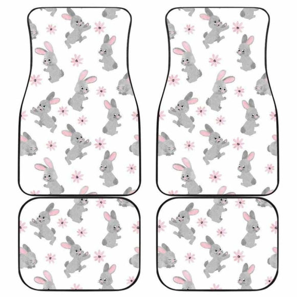 Watercolor Cute Rabbit Pattern Front And Back Car Mats 181703 - YourCarButBetter