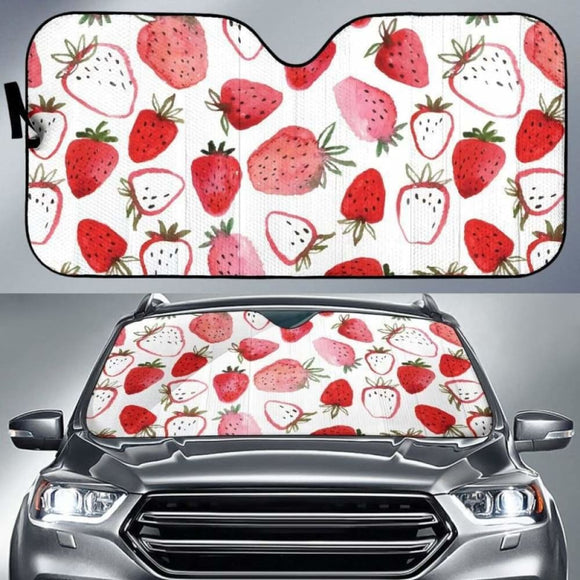 Watercolor Hand Drawn Beautiful Strawberry Pattern Car Auto Sun Shades 460402 - YourCarButBetter