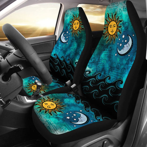 Watercolor Sky Sun Moon Ocean Car Seat Covers 550317 - YourCarButBetter