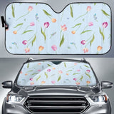 Watercolor Tulips Pattern Car Auto Sun Shades 460402 - YourCarButBetter
