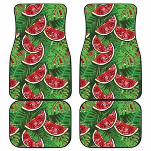 Watermelons Tropical Palm Leaves Pattern Background Front And Back Car Mats 174914 - YourCarButBetter