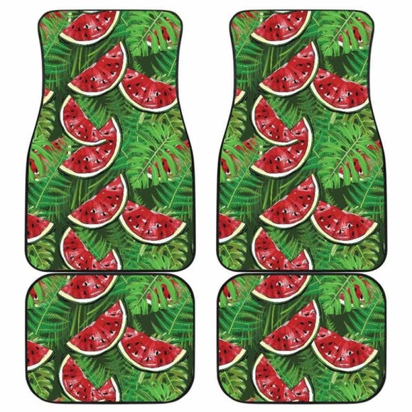 Watermelons Tropical Palm Leaves Pattern Background Front And Back Car Mats 174914 - YourCarButBetter