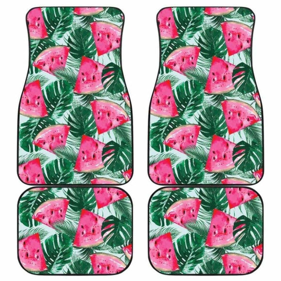 Watermelons Tropical Palm Leaves Pattern Front And Back Car Mats 174914 - YourCarButBetter