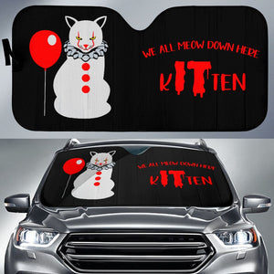 We All Meow Down Here Clown Cat KITten Pennywise Car Auto Sun Shades 212903 - YourCarButBetter