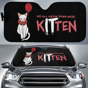 We All Meow Down Here KITten White Cat Pennywise Car Auto Sun Shades 212903 - YourCarButBetter