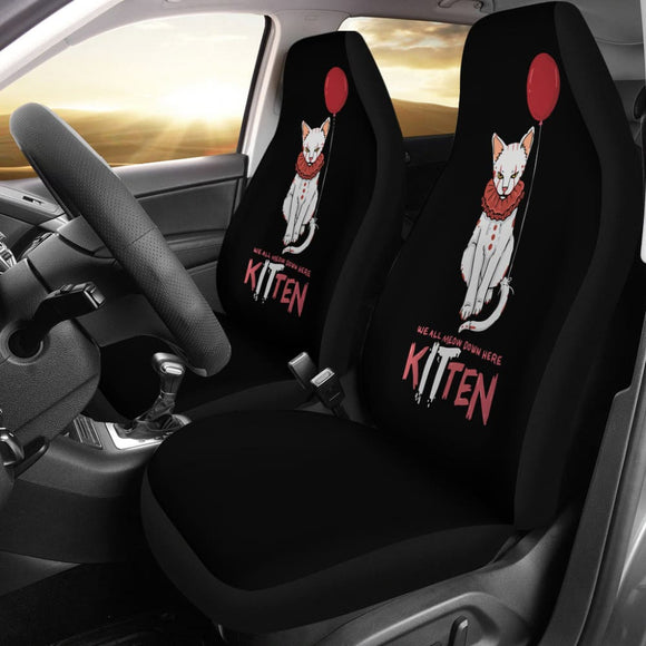 We All Meow Down Here KITten White Cat Pennywise Car Seat Covers 212903 - YourCarButBetter