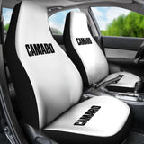 White Camaro Black Letter Car Seat Covers 212304 - YourCarButBetter