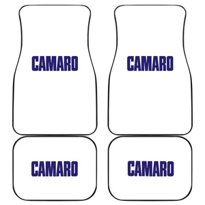 White Camaro Blue Letter Car Floor Mats 212304 - YourCarButBetter