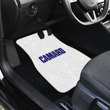 White Camaro Blue Letter Car Floor Mats 212304 - YourCarButBetter