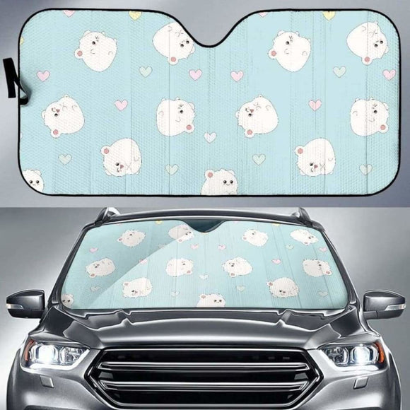 White Cute Hamsters Heart Pattern Car Auto Sun Shades 085424 - YourCarButBetter