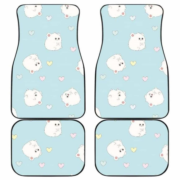 White Cute Hamsters Heart Pattern Front And Back Car Mats 181703 - YourCarButBetter