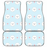 White Cute Pomeranian Pattern Front And Back Car Mats 195016 - YourCarButBetter