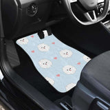 White Cute Pomeranian Pattern Front And Back Car Mats 195016 - YourCarButBetter