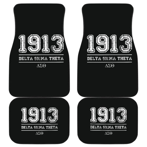 White Delta Sigma Theta 1913 Black Themed Car Floor Mats 211706 - YourCarButBetter