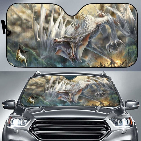 White Dragon Attack Sun Shade amazing best gift ideas 172609 - YourCarButBetter