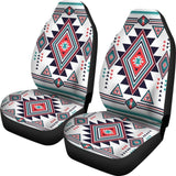 White Geometric Native American Design Car Seat Covers 093223 - YourCarButBetter
