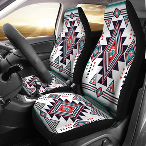 White Geometric Native American Design Car Seat Covers 093223 - YourCarButBetter