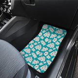 White Hibiscus Pattern Blue Background Best Gift Car Lovers Car Floor Mats 211105 - YourCarButBetter