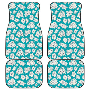 White Hibiscus Pattern Blue Background Best Gift Car Lovers Car Floor Mats 211105 - YourCarButBetter