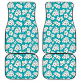 White Hibiscus Pattern Blue Background Best Gift Car Lovers Car Floor Mats 211105 - YourCarButBetter