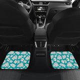 White Hibiscus Pattern Blue Background Best Gift Car Lovers Car Floor Mats 211105 - YourCarButBetter