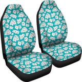 White Hibiscus Pattern Blue Background Best Gift Car Lovers Car Seat Covers 211105 - YourCarButBetter