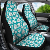 White Hibiscus Pattern Blue Background Best Gift Car Lovers Car Seat Covers 211105 - YourCarButBetter