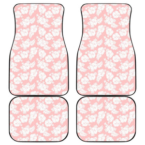 White Hibiscus Pattern Pink Background Best Gift Car Lovers Car Floor Mats 211105 - YourCarButBetter