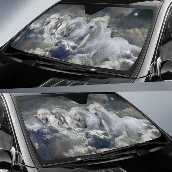 White Horses Auto Sun Shade 172609 - YourCarButBetter
