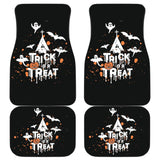 White Orange Trick or Treat Halloween Car Floor Mats 212203 - YourCarButBetter