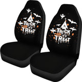 White Orange Trick or Treat Halloween Car Seat Covers 212203 - YourCarButBetter