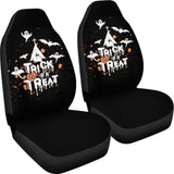 White Orange Trick or Treat Halloween Car Seat Covers 212203 - YourCarButBetter