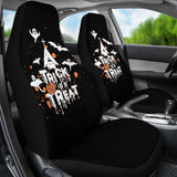 White Orange Trick or Treat Halloween Car Seat Covers 212203 - YourCarButBetter