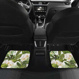 White Orchid Flower Tropical Leaves Pattern Front And Back Car Mats 174914 - YourCarButBetter