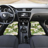 White Orchid Flower Tropical Leaves Pattern Front And Back Car Mats 174914 - YourCarButBetter