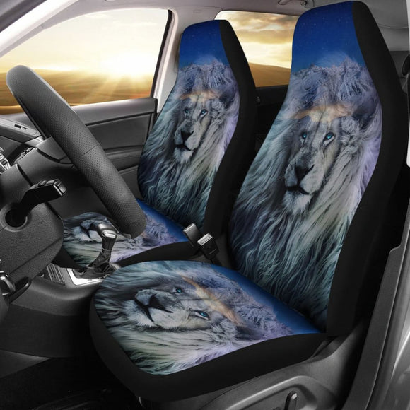 White Snow Mountain Lion Car Seat Covers 211303 - YourCarButBetter