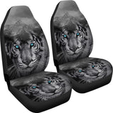 White Snow Tiger Seat Covers for Car 211303 - YourCarButBetter