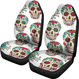 White Sugar Skull Car Seat Covers 101819 - YourCarButBetter