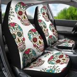 White Sugar Skull Car Seat Covers 101819 - YourCarButBetter