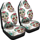 White Sugar Skull Car Seat Covers 101819 - YourCarButBetter