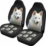 White Swiss Shepherd Car Seat Covers Black 091706 - YourCarButBetter