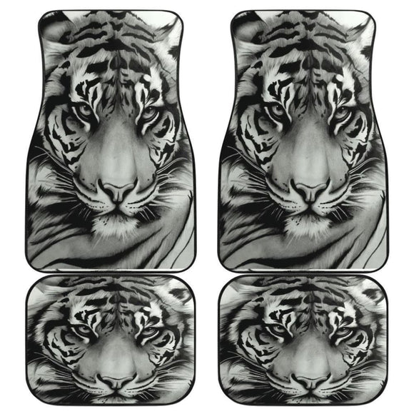 White Tiger Animal Car Floor Mats 174510 - YourCarButBetter