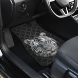 White Tiger Blue Eyes Amazing Black Background Car Floor Mats 210102 - YourCarButBetter